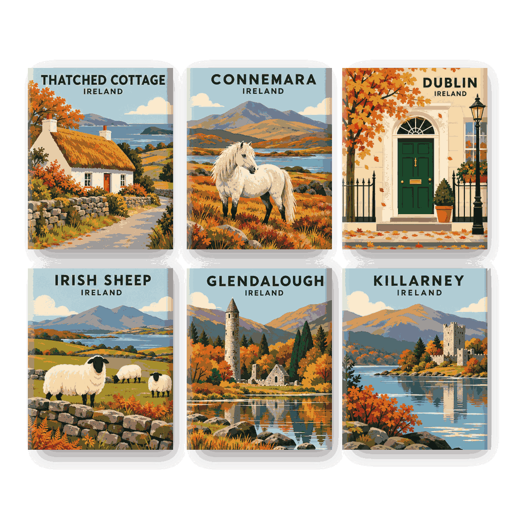 6 Mini Paintings - Golden Irish Autumn Set