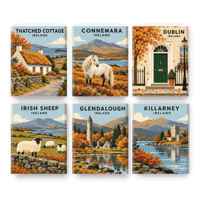 6 Mini Paintings - Golden Irish Autumn Set
