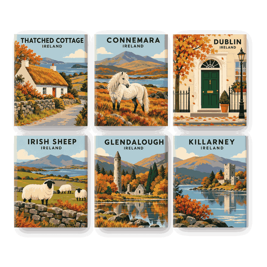6 Mini Paintings - Golden Irish Autumn Set