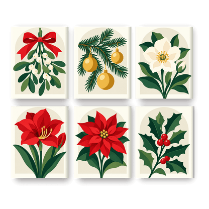 6 Mini Paintings - Holiday Blooms Set