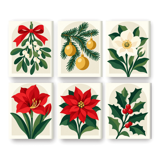 6 Mini Paintings - Holiday Blooms Set