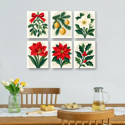 6 Mini Paintings - Holiday Blooms Set
