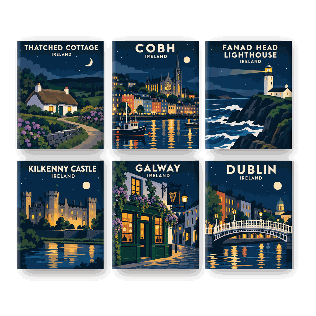 6 mini-peintures - Nuits irlandaises