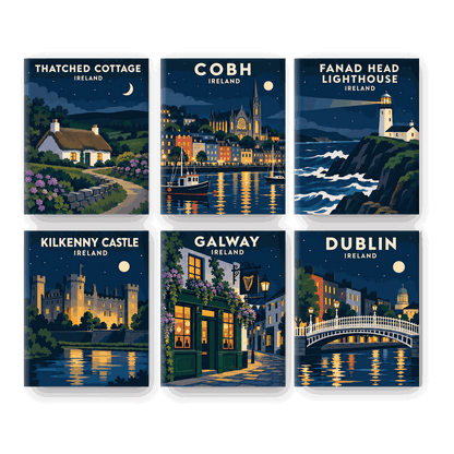6 mini-peintures - Nuits irlandaises
