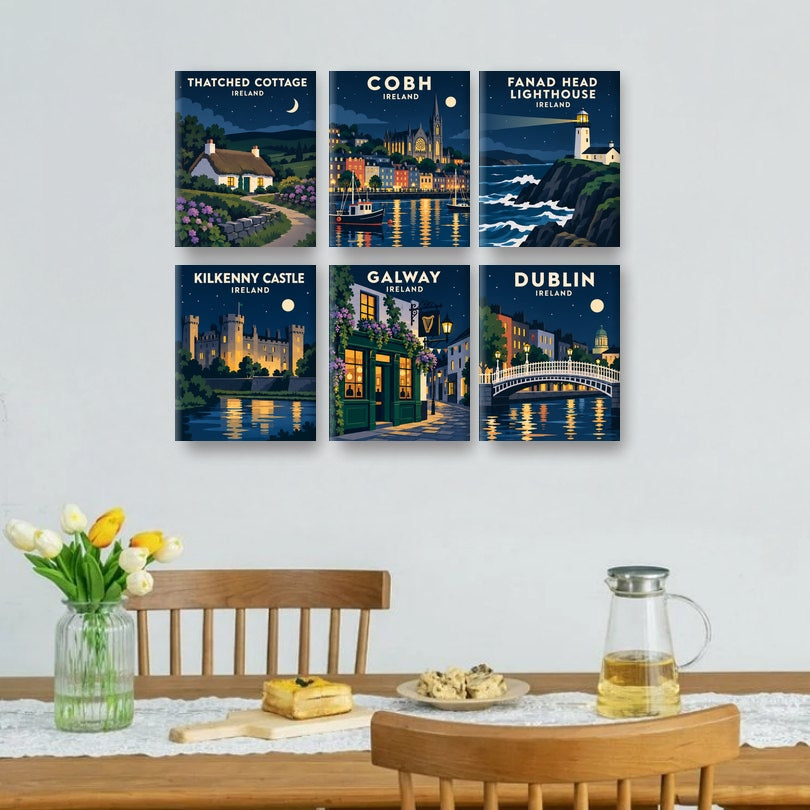 6 mini-peintures - Nuits irlandaises