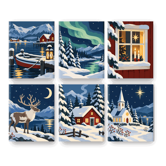 6 Mini Quadri - Set Natale Nordico