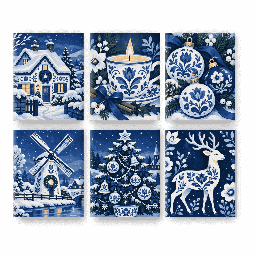 6 Mini Paintings - Porcelain Noel Set