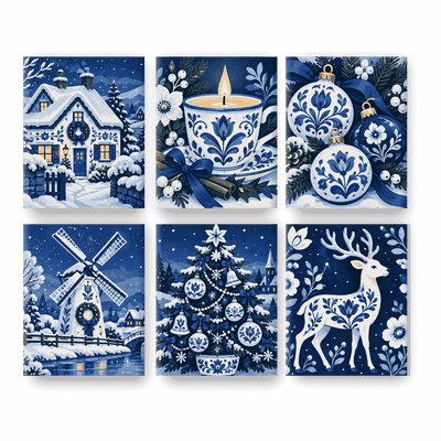 6 Mini Paintings - Porcelain Noel Set