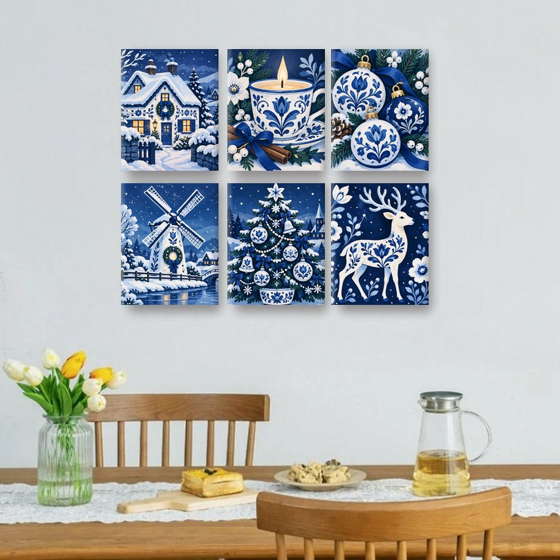 6 Mini Paintings - Porcelain Noel Set