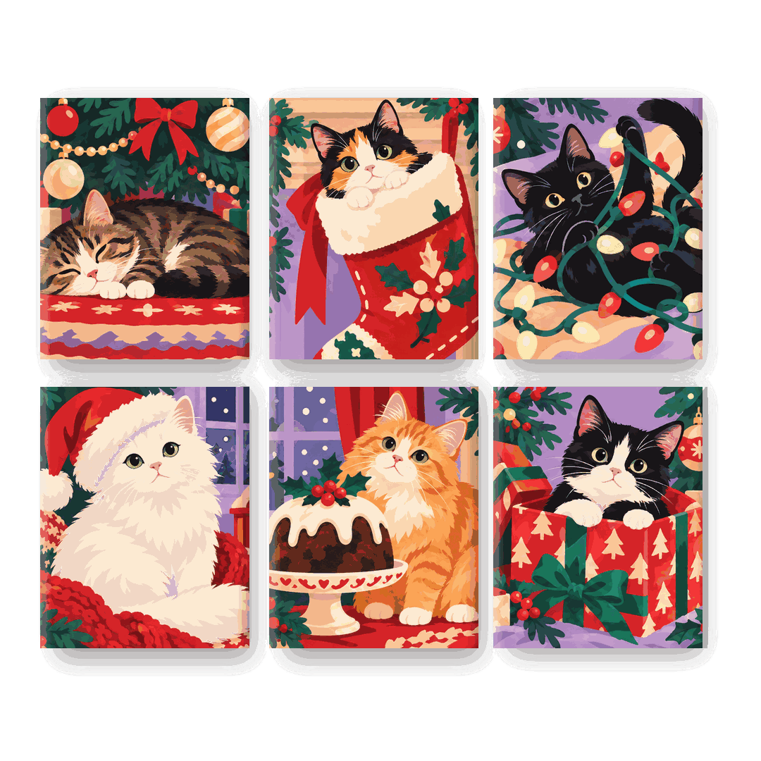 6 Mini Paintings - Purrfect Christmas Set