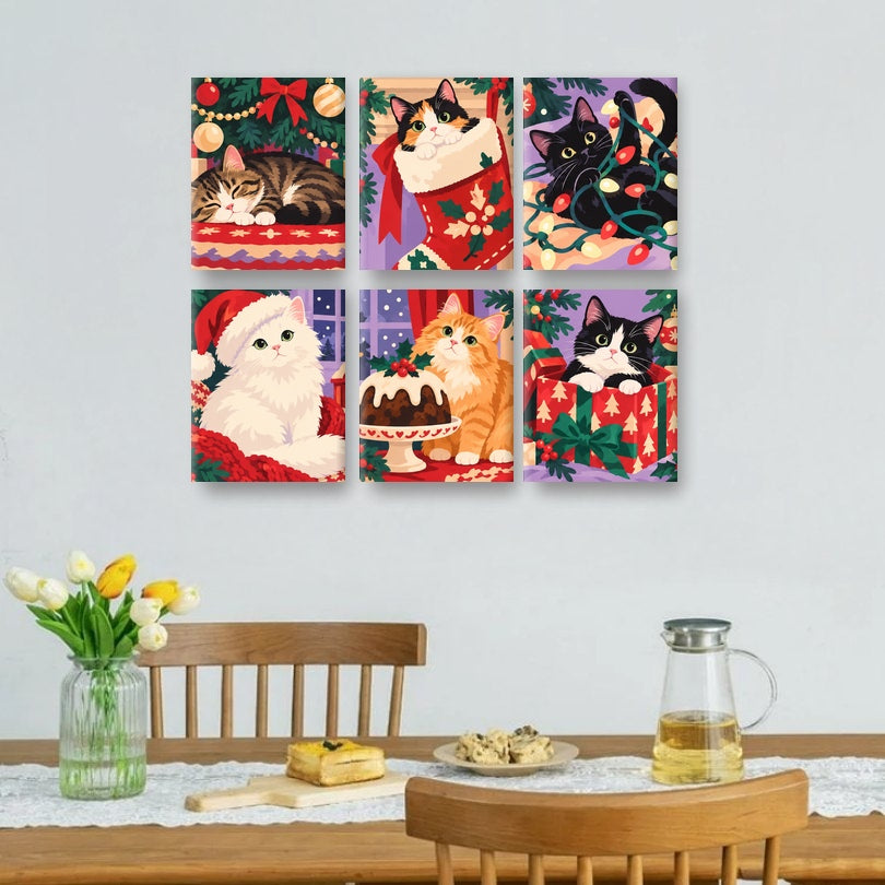 6 Mini Paintings - Purrfect Christmas Set