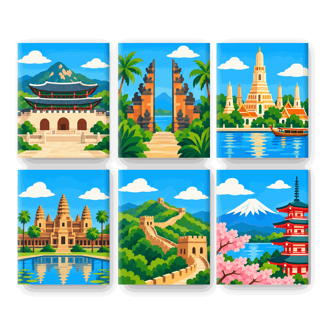 6 Mini Paintings - Treasures of Asia Set