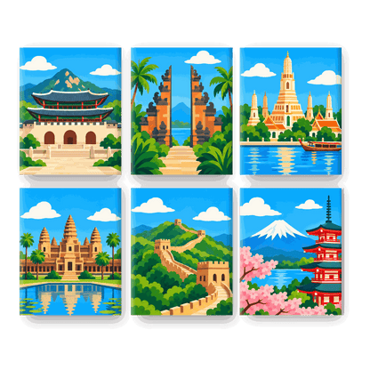 6 Mini Paintings - Treasures of Asia Set