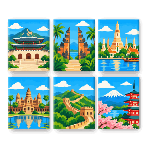 6 Mini Paintings - Treasures of Asia Set