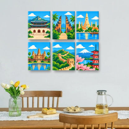 6 Mini Paintings - Treasures of Asia Set