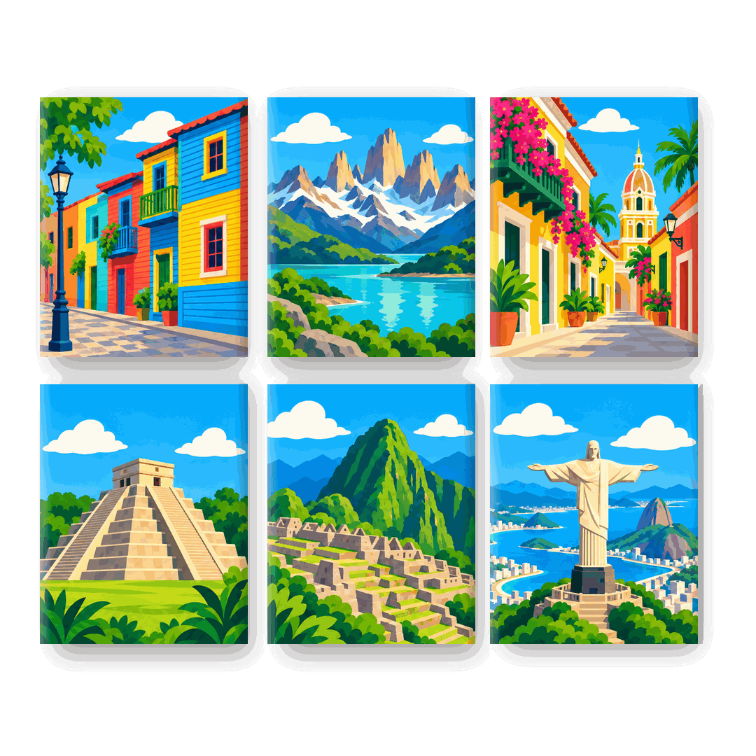 6 Mini Paintings - Wonders of Latin America Set