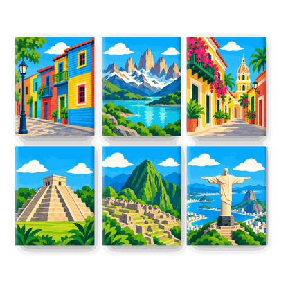 6 Mini Paintings - Wonders of Latin America Set