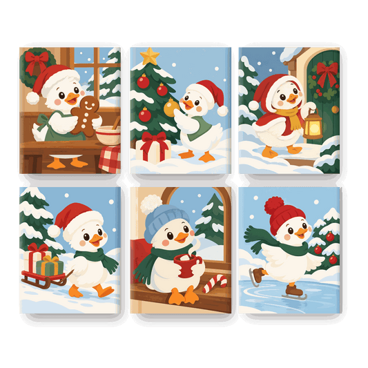 6 minicuadros - Pato de Navidad