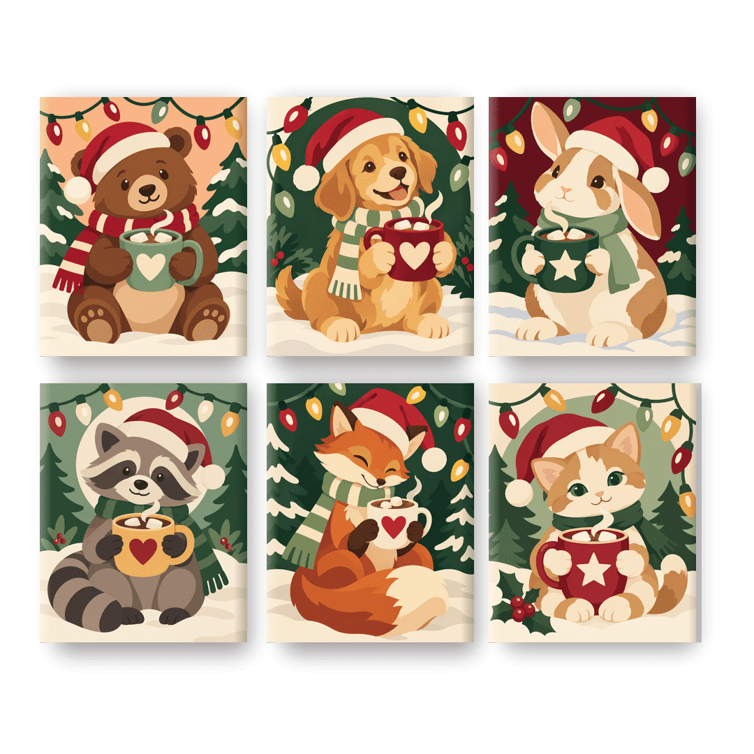 6 minicuadros - Mapache de Navidad