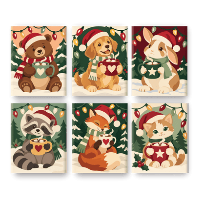 6 minicuadros - Mapache de Navidad