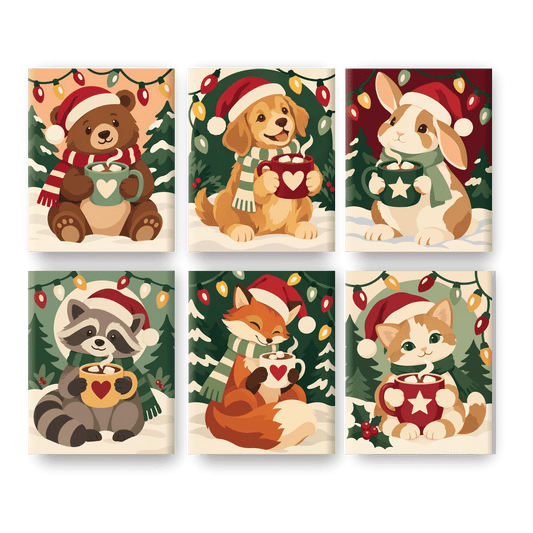 6 minicuadros - Mapache de Navidad
