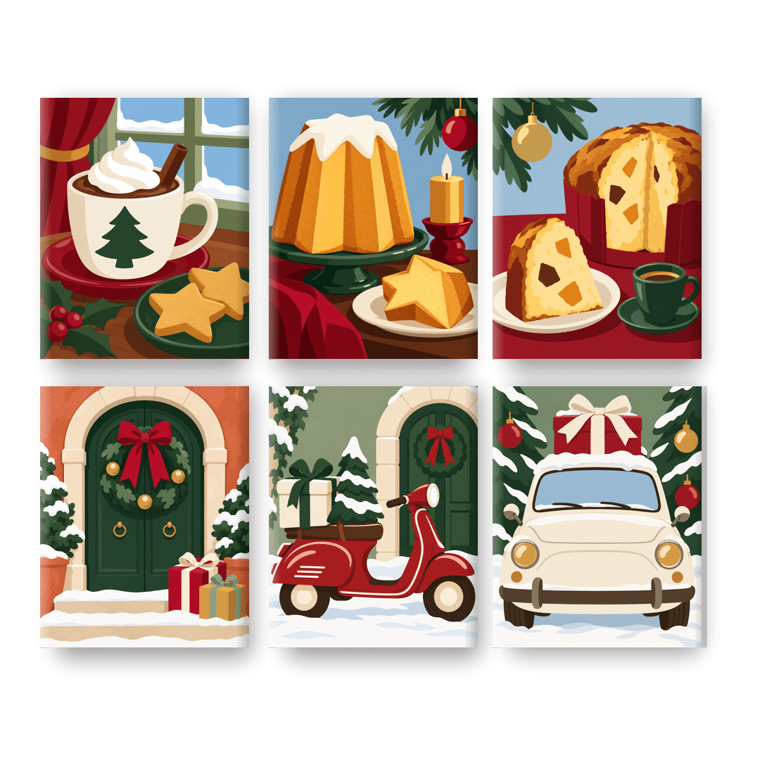 6 Mini Quadri - Set Cioccolata Calda di Natale