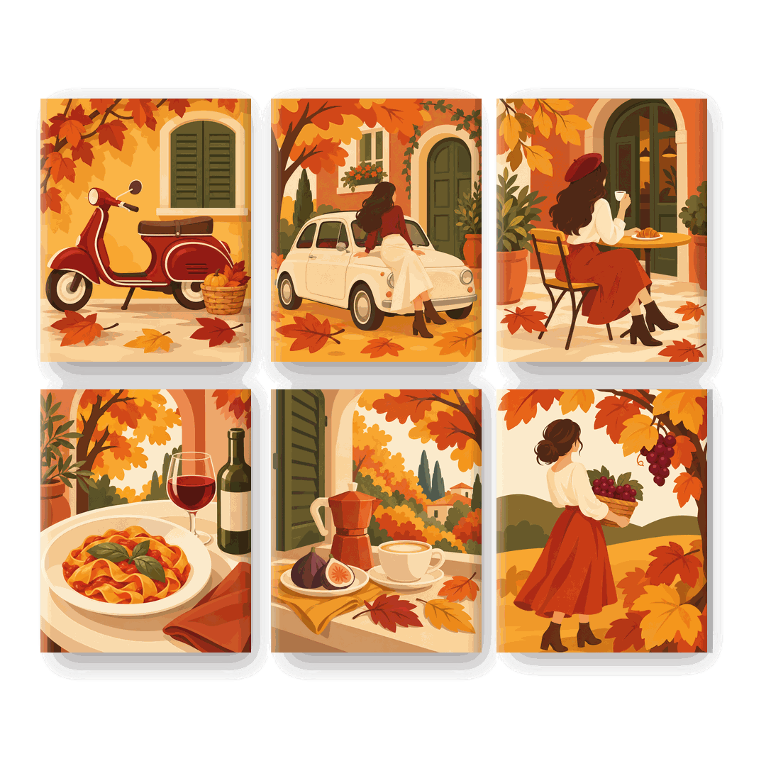 6 Mini Quadri - Set Vespa d'Autunno