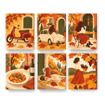 6 Mini Quadri - Set Vespa d'Autunno