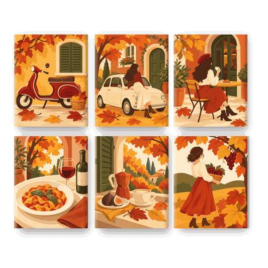 6 minicuadros - Vespa de otoño