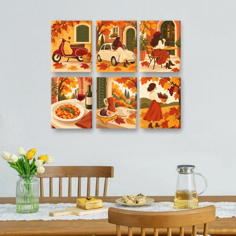6 Mini Quadri - Set Vespa d'Autunno