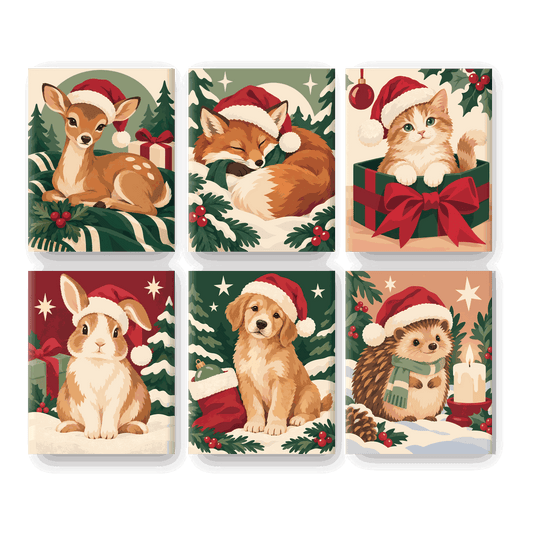 6 minicuadros - Cervatillo de Navidad