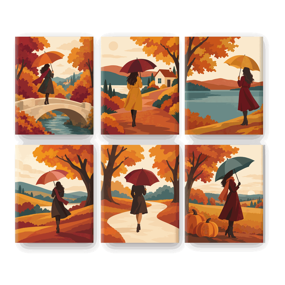 6 mini-peintures - Promenade d'automne en Toscane