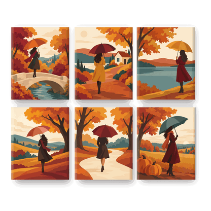 6 mini-peintures - Promenade d'automne en Toscane