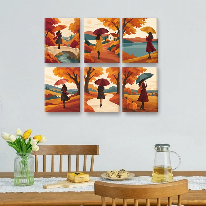6 mini-peintures - Promenade d'automne en Toscane