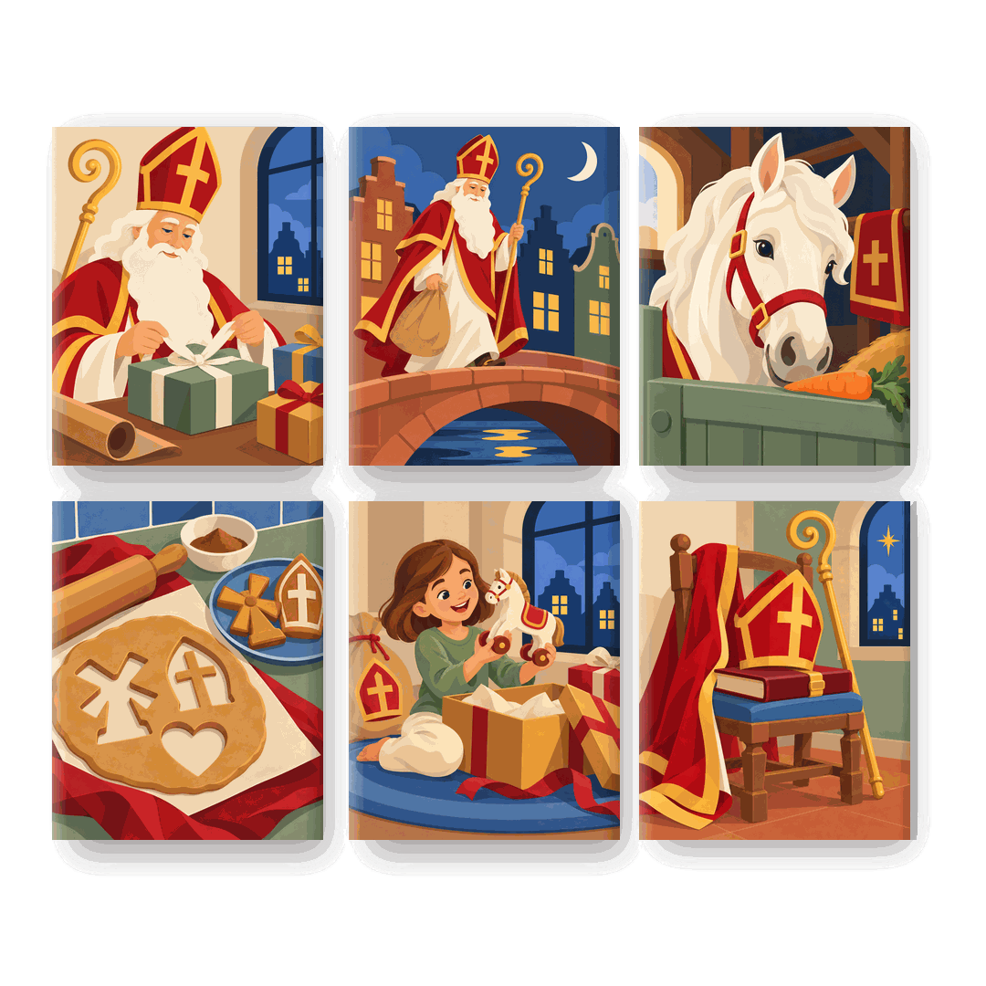 6 Mini Quadri - Set San Nicola Impacchetta i Regali