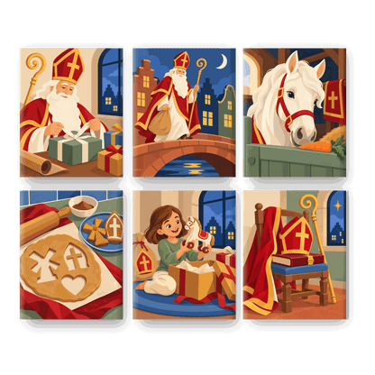 6 Mini Quadri - Set San Nicola Impacchetta i Regali