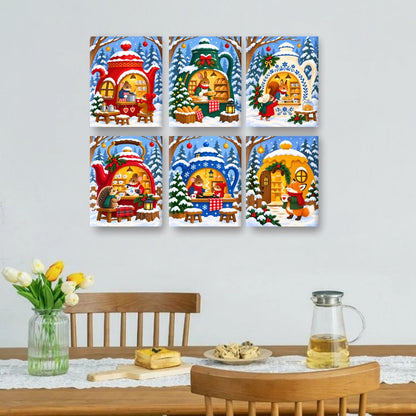 6 Mini Quadri - Set Caffè degli Amici del Bosco