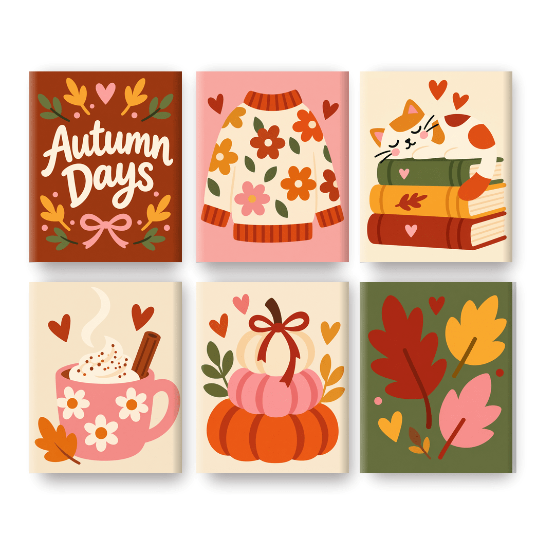 6 Mini Paintings - Autumn Days Set