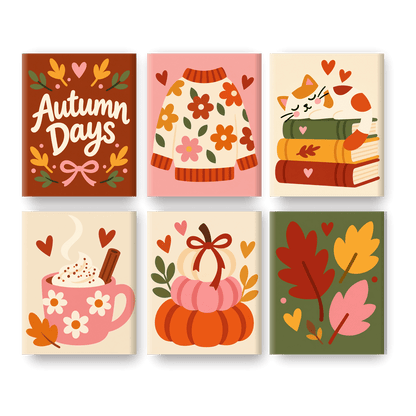 6 Mini Paintings - Autumn Days Set