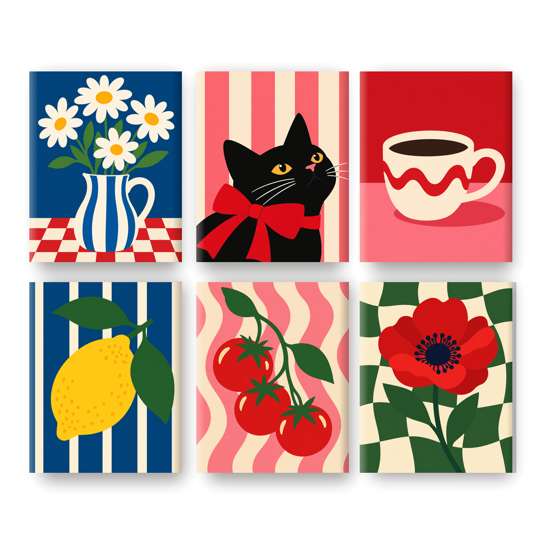6 Mini Paintings - Daisy Pitcher Set