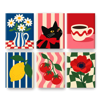6 Mini Paintings - Daisy Pitcher Set