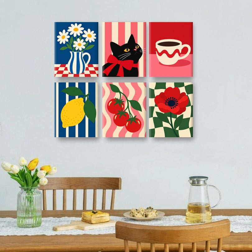 6 Mini Paintings - Daisy Pitcher Set