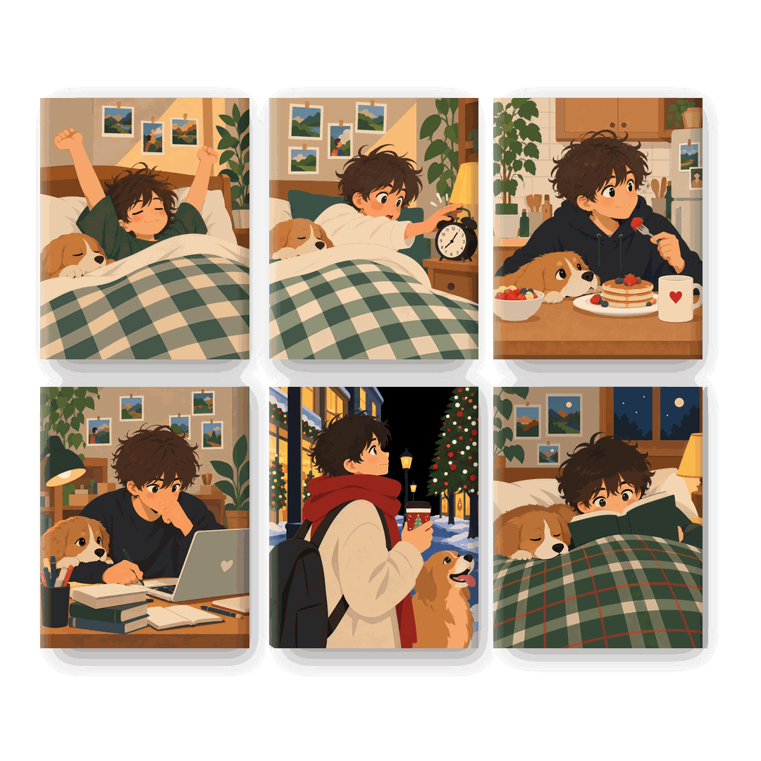 6 Mini Paintings - Morning Stretch Set
