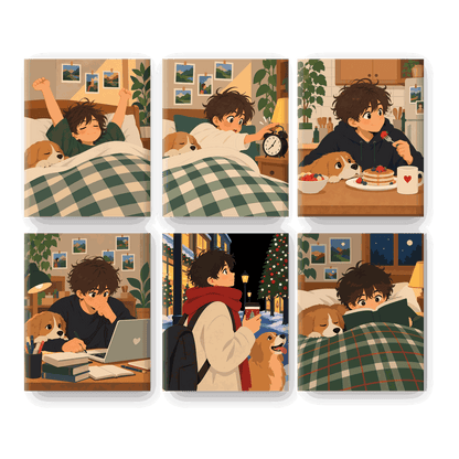 6 Mini Paintings - Morning Stretch Set