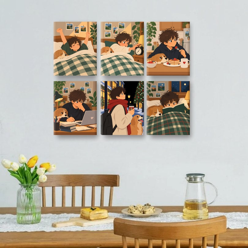 6 Mini Paintings - Morning Stretch Set