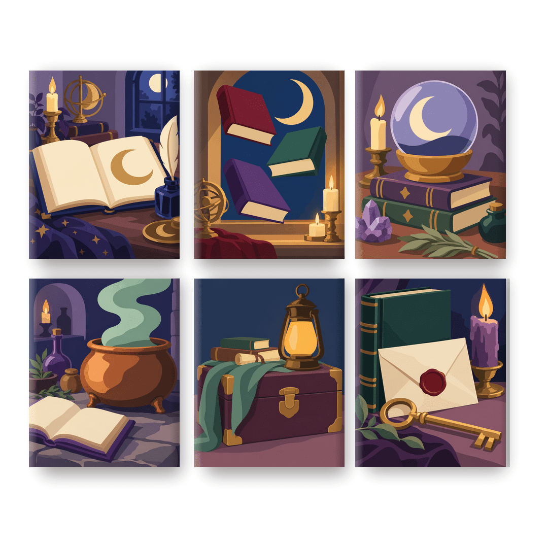 6 Mini Paintings - Moonlit Study Set