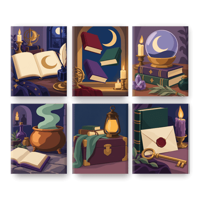 6 Mini Paintings - Moonlit Study Set