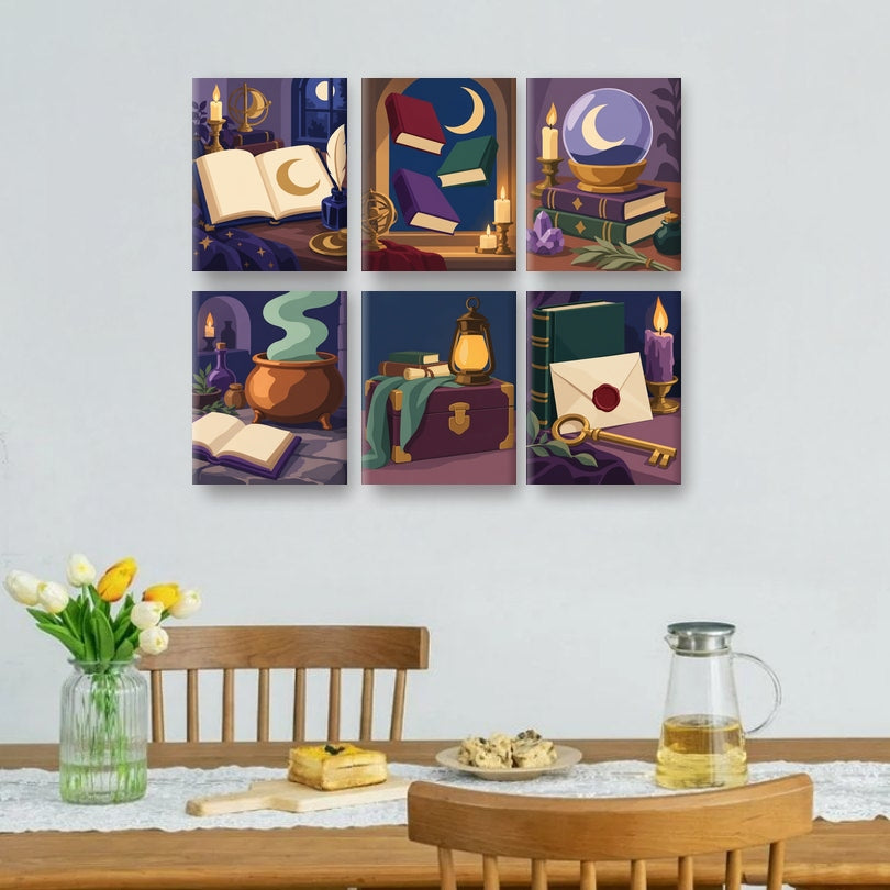 6 Mini Paintings - Moonlit Study Set