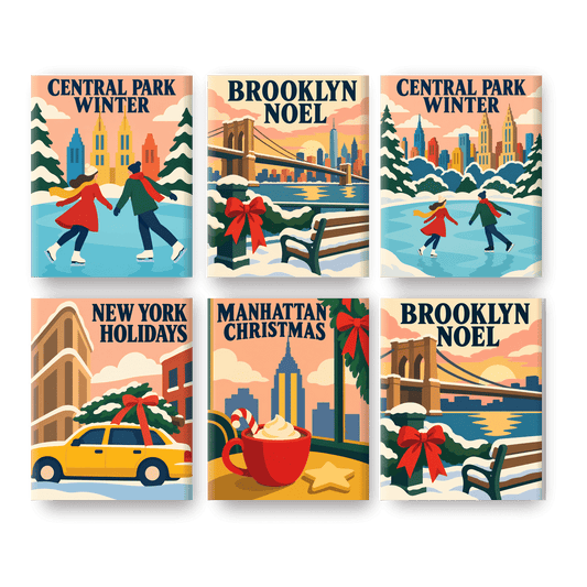 6 Mini Paintings - Central Park Winter Set