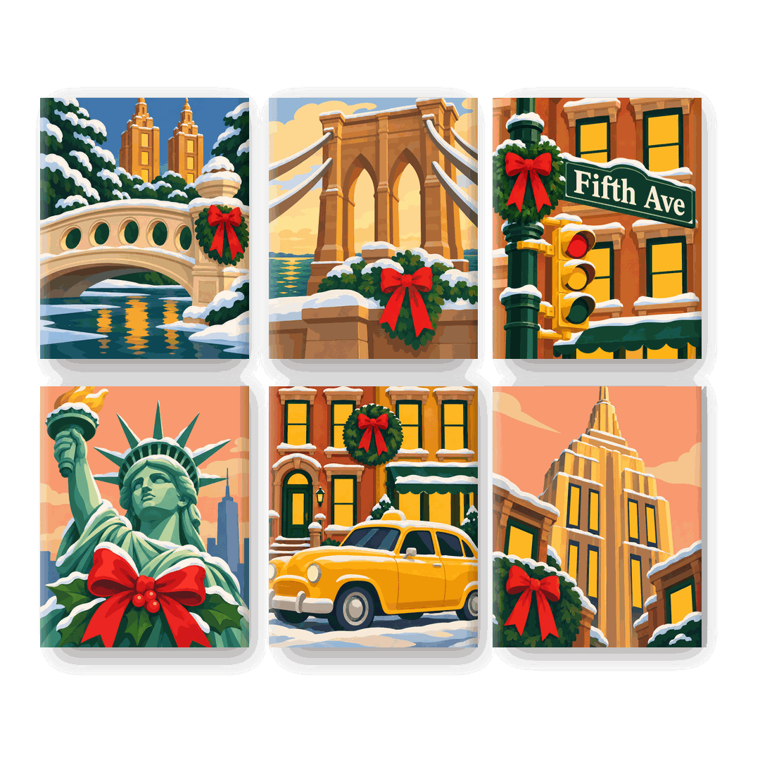 6 Mini Paintings - Central Park Bridge Set
